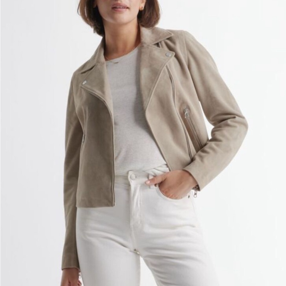 NWT Quince Women's 100% Suede Jacket in Sand
